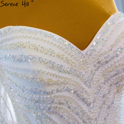 Serene Hill White Luxury Mermaid Wedding Dresses 2025 Elegant Beading Pearls Sexy Bridal Gowns HM67242 - SERENE HILL