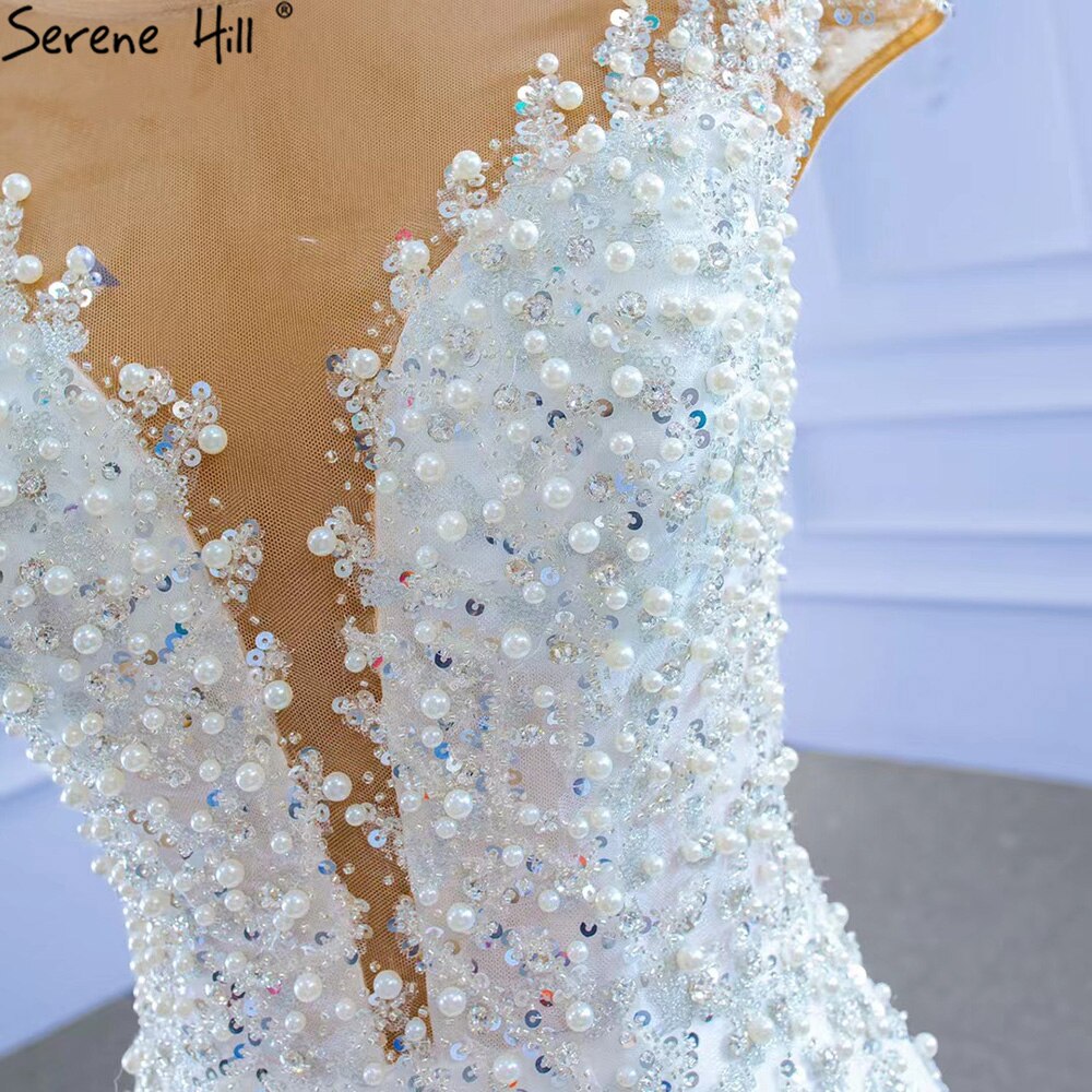Serene Hill White Luxury Mermaid Wedding Dresses Gowns 2025 Elegant Beaded Ruffles Bridal Dress HM67291 - SERENE HILL
