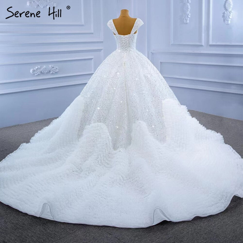 Serene Hill White Luxury Sexy Wedding Dresses 2025 Ruffles Beaded High-end Bride Gowns HM67321 Custom Made - SERENE HILL