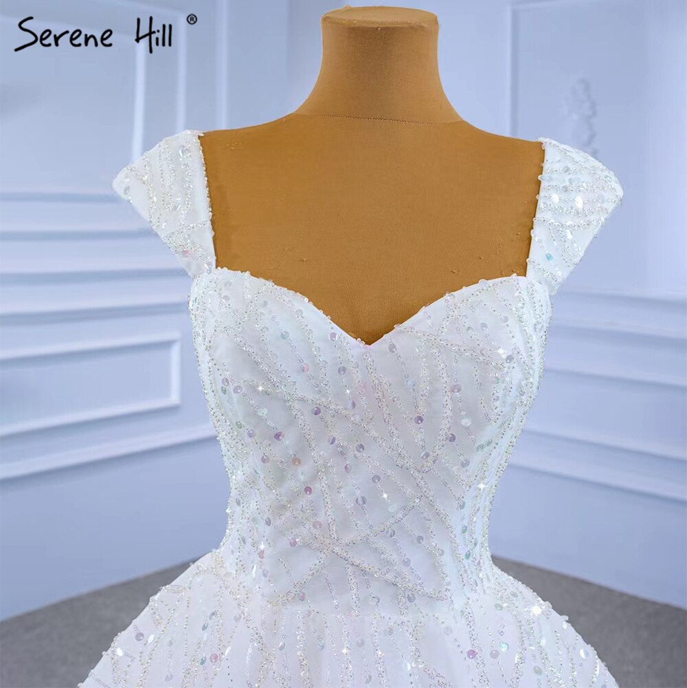 Serene Hill White Luxury Sexy Wedding Dresses 2025 Ruffles Beaded High-end Bride Gowns HM67321 Custom Made - SERENE HILL