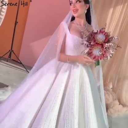 Serene Hill White Luxury Sexy Wedding Dresses 2025 Spaghetti Straps Beading High-end Bride Gowns HA2468 Custom Made - SERENE HILL