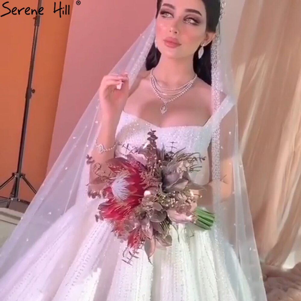 Serene Hill White Luxury Sexy Wedding Dresses 2025 Spaghetti Straps Beading High-end Bride Gowns HA2468 Custom Made - SERENE HILL