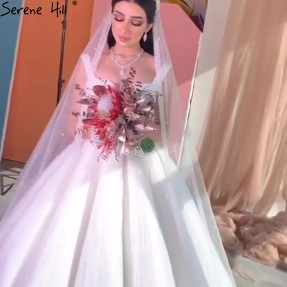 Serene Hill White Luxury Sexy Wedding Dresses 2025 Spaghetti Straps Beading High-end Bride Gowns HA2468 Custom Made - SERENE HILL