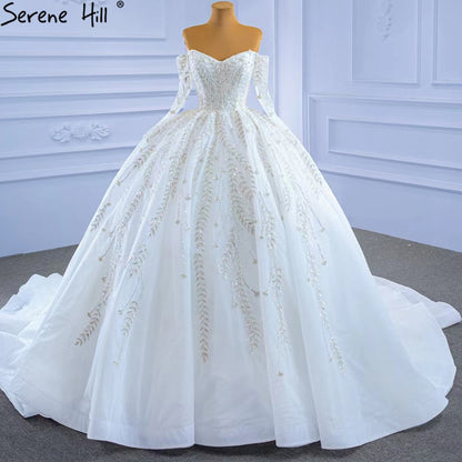 Serene Hill White Luxury Sexy Wedding Dresses 2025 Sparkle Beaded Lace Up Bride Gowns HM67284 Custom Made - SERENE HILL