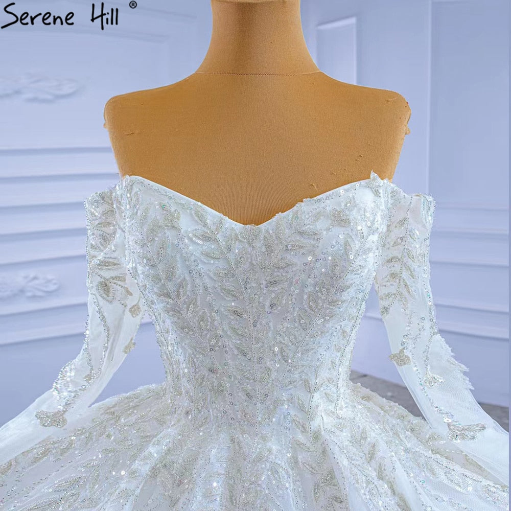 Serene Hill White Luxury Sexy Wedding Dresses 2025 Sparkle Beaded Lace Up Bride Gowns HM67284 Custom Made - SERENE HILL