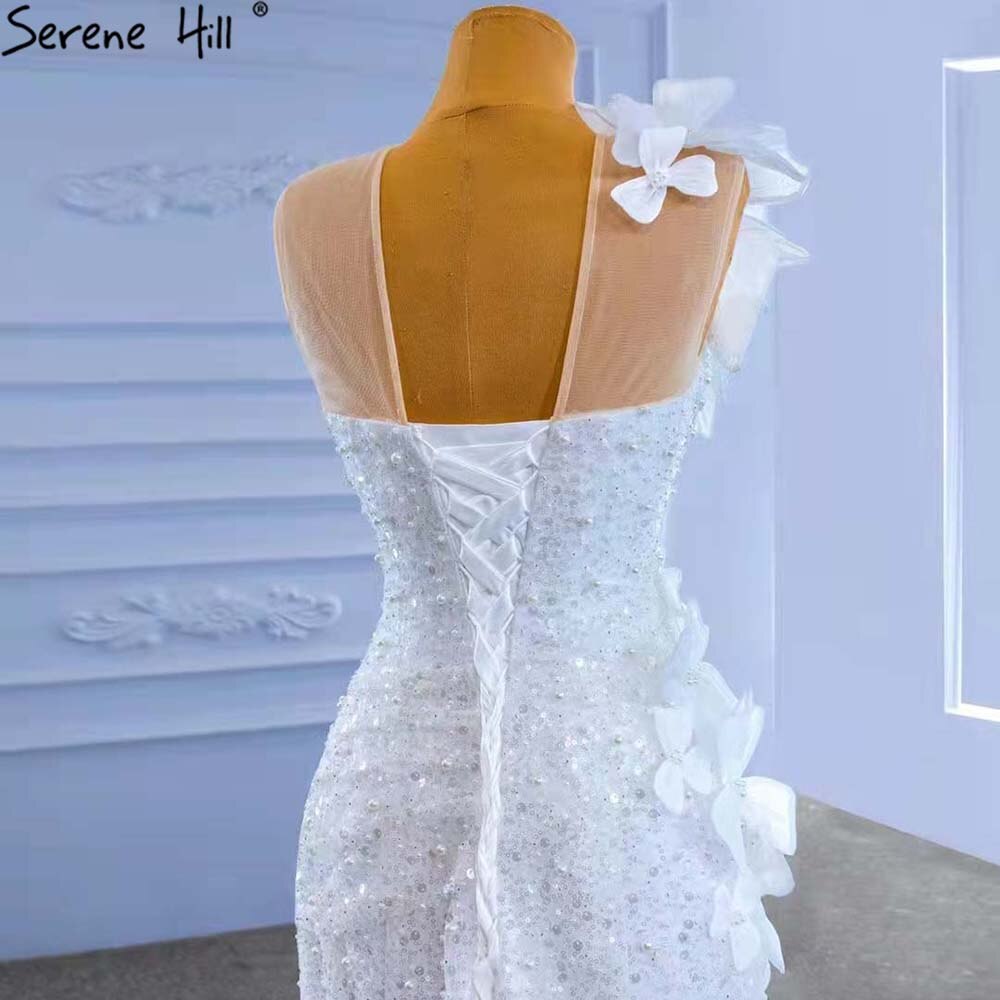 Serene Hill White Mermaid Elegant Wedding Dresses Gowns 2025 Flowers Beaded Luxury Bridal Dress HM67424 - SERENE HILL