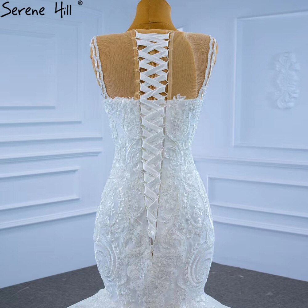 Serene Hill White Mermaid Luxury Wedding Dresses 2025 Beaded Tiered Sexy Elegant Bride Gowns HM62755 Custom Made - SERENE HILL