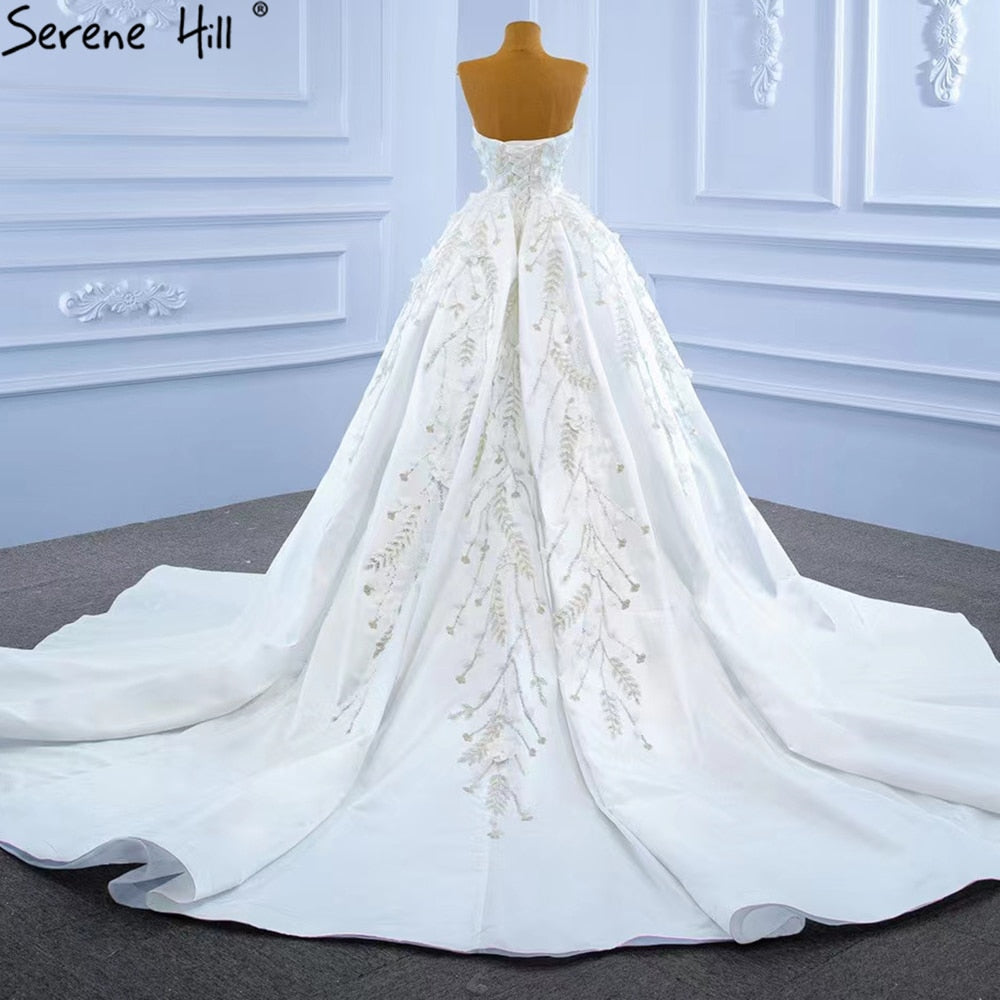 Serene Hill White Mermaid Overskirt Wedding Dresses 2025 Elegant Flowers Beaded Bride Gowns HM67282 Custom Made - SERENE HILL