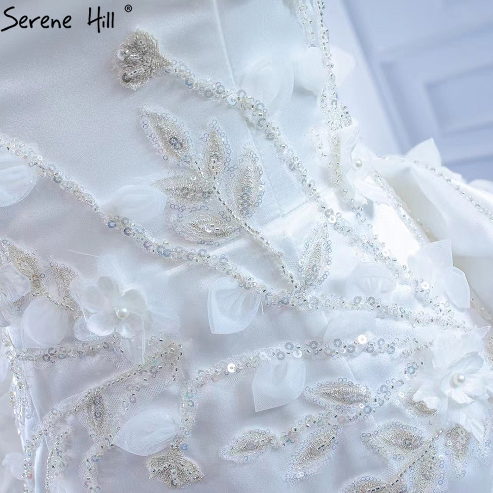 Serene Hill White Mermaid Overskirt Wedding Dresses 2025 Elegant Flowers Beaded Bride Gowns HM67282 Custom Made - SERENE HILL