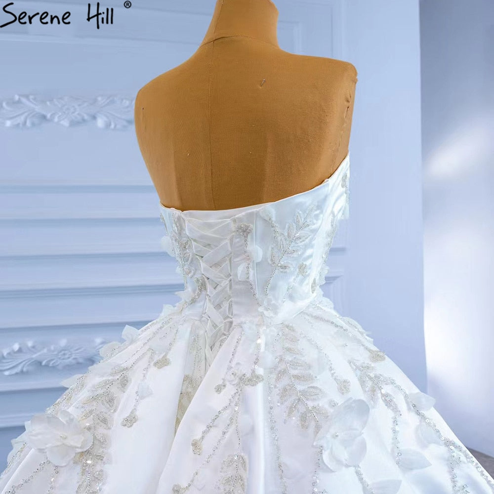 Serene Hill White Mermaid Overskirt Wedding Dresses 2025 Elegant Flowers Beaded Bride Gowns HM67282 Custom Made - SERENE HILL
