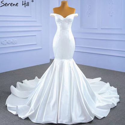 Serene Hill White Mermaid Simple Wedding Dresses 2025 Elegant Sexy Sweetheart Bride Gowns HM67299 Custom Made - SERENE HILL