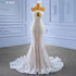 Serene Hill White Nude Elegant Mermaid High End Custom Made Pearls Luxury Beaded Lace Up Bride Gowns Wedding Dress 2025 HM67445 - SERENE HILL