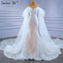 Serene Hill White Nude Mermaid Wedding Dresses 2025 Beaded Lace Elegant Cape Sleeves Bride Gowns HM67294 Custom Made - SERENE HILL