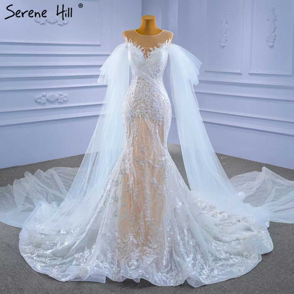 fitted lace wedding dress Sexy Nude Mermaid Wedding Dresses Long Sleeve Ivory Lace Rustic Wedding Dress AWD1220