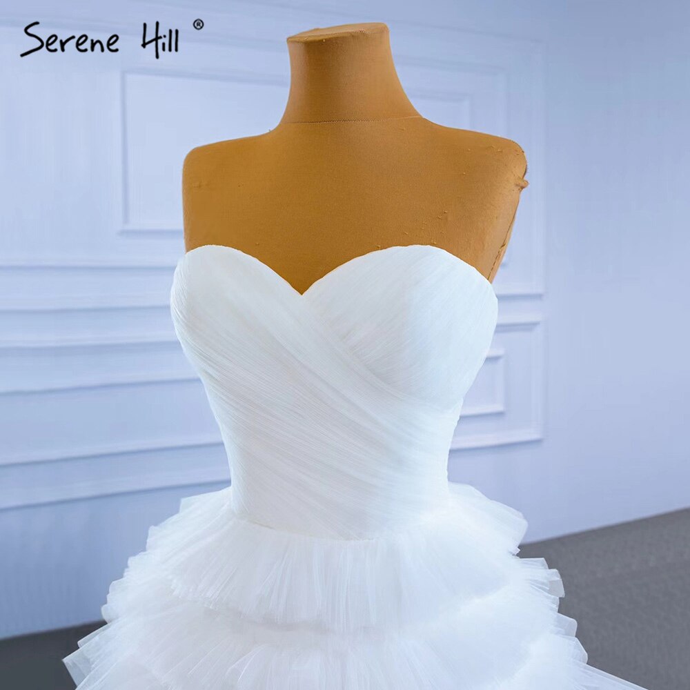 Serene Hill White Princess Ruffles Wedding Dresses 2025 Simple Sexy High-end Bride Gowns HM67308 Custom Made - SERENE HILL
