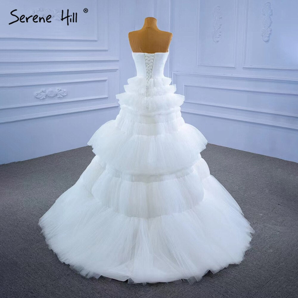 Serene Hill White Princess Ruffles Wedding Dresses 2025 Simple Sexy High-end Bride Gowns HM67308 Custom Made - SERENE HILL