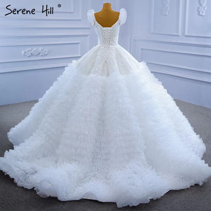 Serene Hill White Ruffles Lace Wedding Dresses 2025 High-end Sexy Sleeveless Bride Gowns HM67313 Custom Made - SERENE HILL