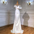 Serene Hill White Satin Beaded Evening Dresses Gowns 2025 Mermaid Elegant Luxury For Women Party LA71487 - SERENE HILL