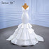 Serene Hill White Satin Mermaid Wedding Dresses 2025 Tiered Elegant Simple Sexy Bride Gowns HM67312 Custom Made - SERENE HILL