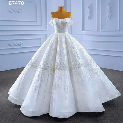 Serene Hill White Sexy Off Shoulder Lace Up Luxury Beaded Bride Gowns Wedding Dress 2025 High End Custom Made HM67478 - SERENE HILL
