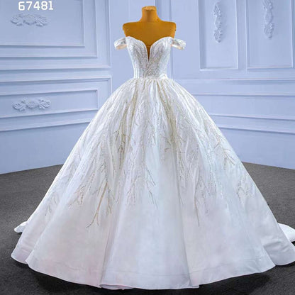 Serene Hill White Sexy Off Shoulder Luxury Beaded Lace Up Bride Gowns Wedding Dress 2025 High End Custom Made HM67481 - SERENE HILL