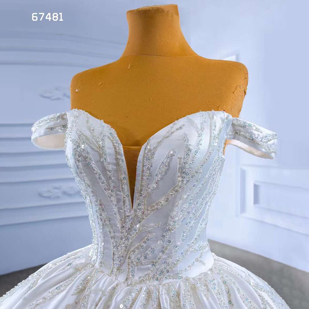 Serene Hill White Sexy Off Shoulder Luxury Beaded Lace Up Bride Gowns Wedding Dress 2025 High End Custom Made HM67481 - SERENE HILL