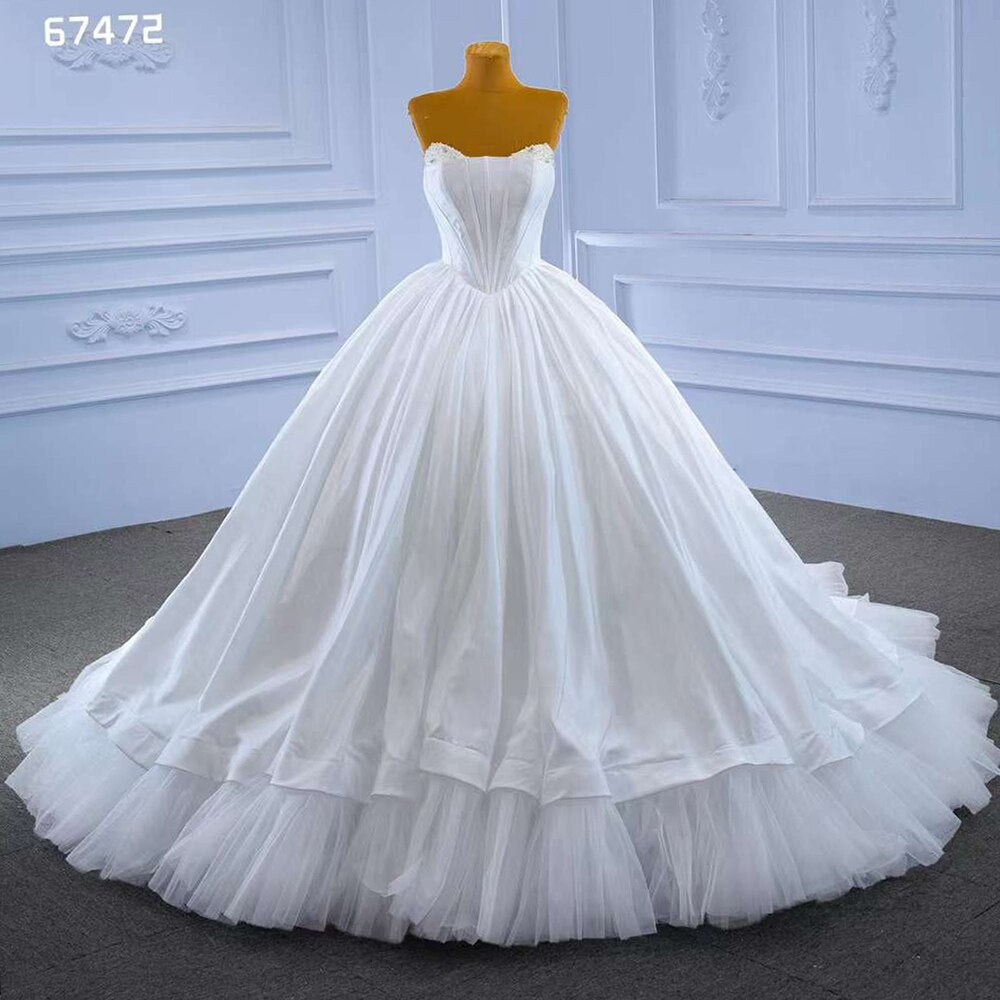 Serene Hill White Sexy Lace Up Luxury Beaded Pearls Bride Gowns Wedding Dress 2025 High End Custom Made HM67472 - SERENE HILL