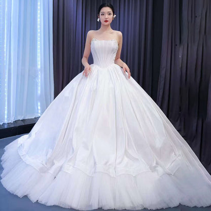 Serene Hill White Sexy Lace Up Luxury Beaded Pearls Bride Gowns Wedding Dress 2025 High End Custom Made HM67472 - SERENE HILL