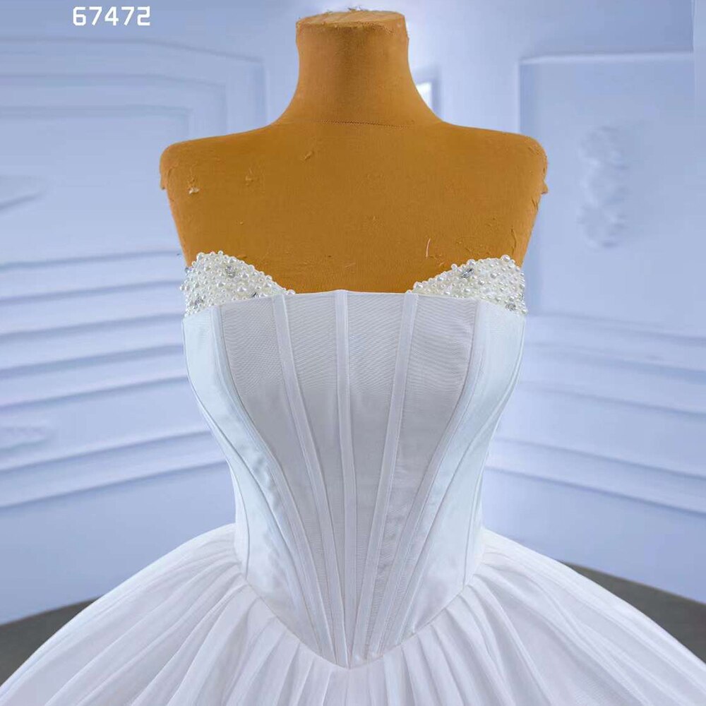 Serene Hill White Sexy Lace Up Luxury Beaded Pearls Bride Gowns Wedding Dress 2025 High End Custom Made HM67472 - SERENE HILL