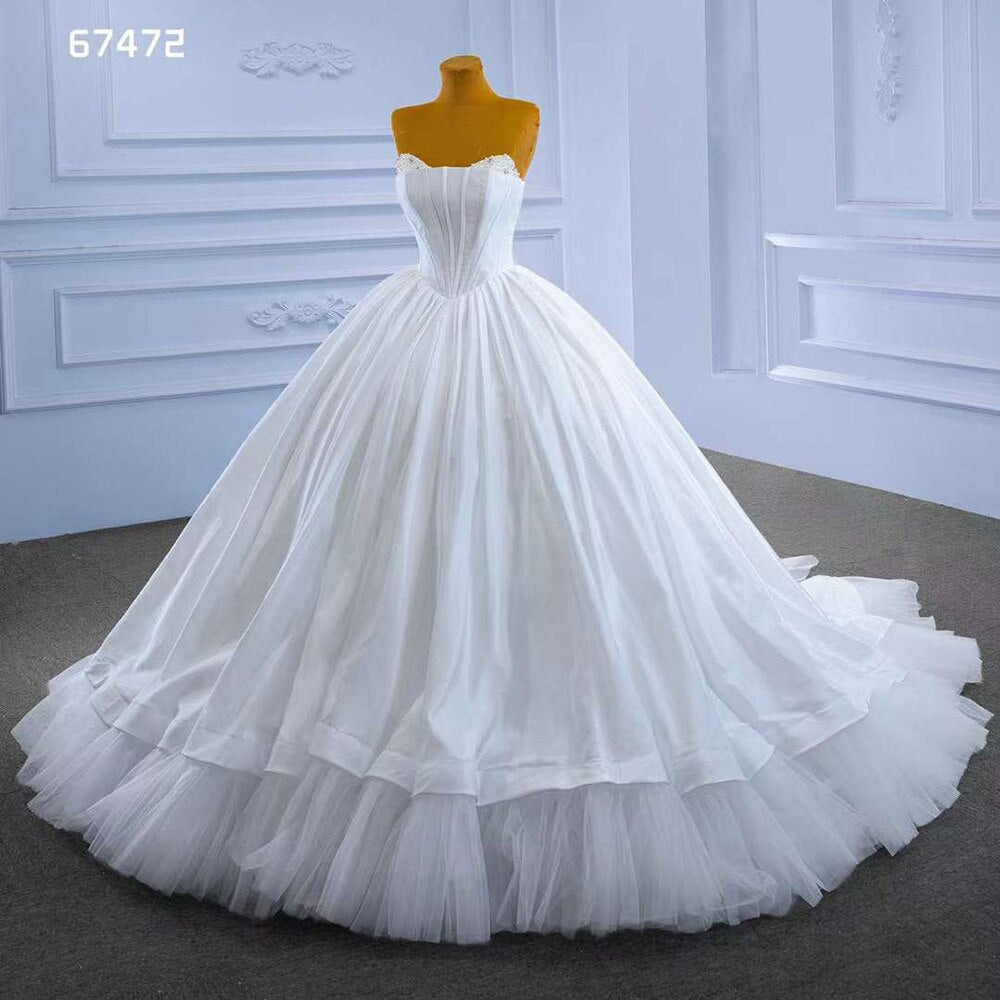 Serene Hill White Sexy Lace Up Luxury Beaded Pearls Bride Gowns Wedding Dress 2025 High End Custom Made HM67472 - SERENE HILL
