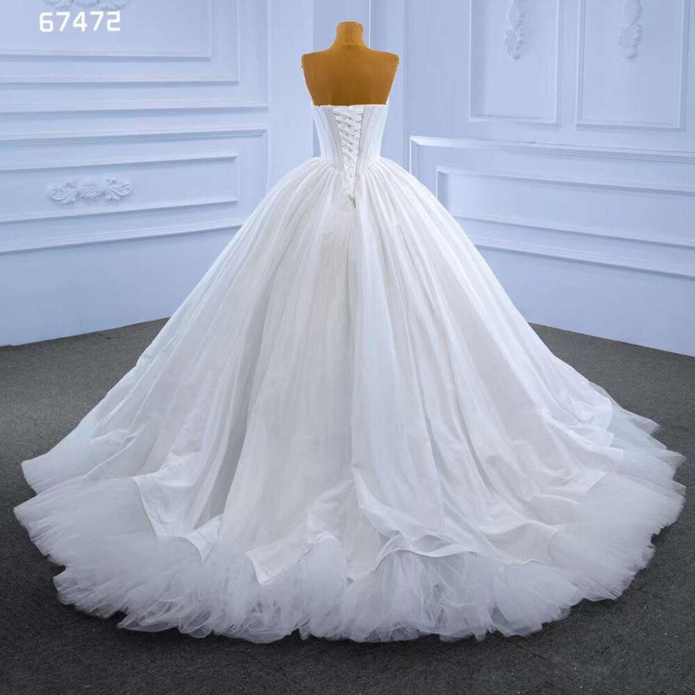 Serene Hill White Sexy Lace Up Luxury Beaded Pearls Bride Gowns Wedding Dress 2025 High End Custom Made HM67472 - SERENE HILL