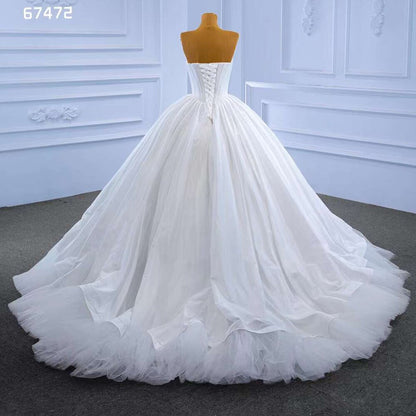 Serene Hill White Sexy Lace Up Luxury Beaded Pearls Bride Gowns Wedding Dress 2025 High End Custom Made HM67472 - SERENE HILL
