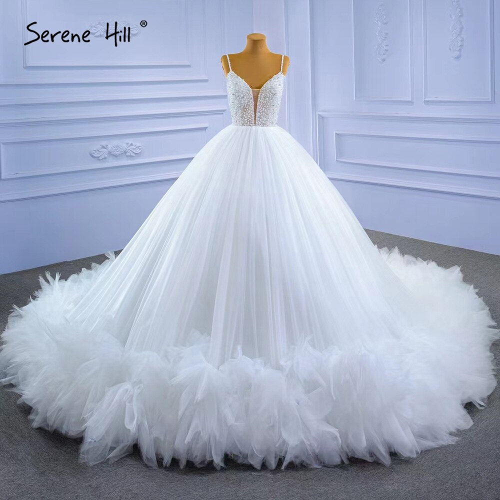 Serene Hill White Spaghetti Strap Wedding Dresses 2025 Simple Sexy High-end Bride Gowns HM67303 Custom Made - SERENE HILL