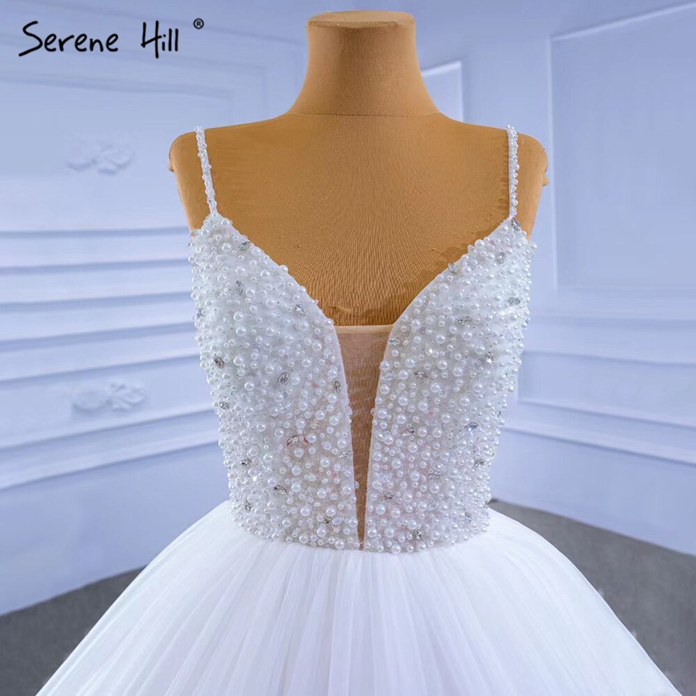Serene Hill White Spaghetti Strap Wedding Dresses 2025 Simple Sexy High-end Bride Gowns HM67303 Custom Made - SERENE HILL