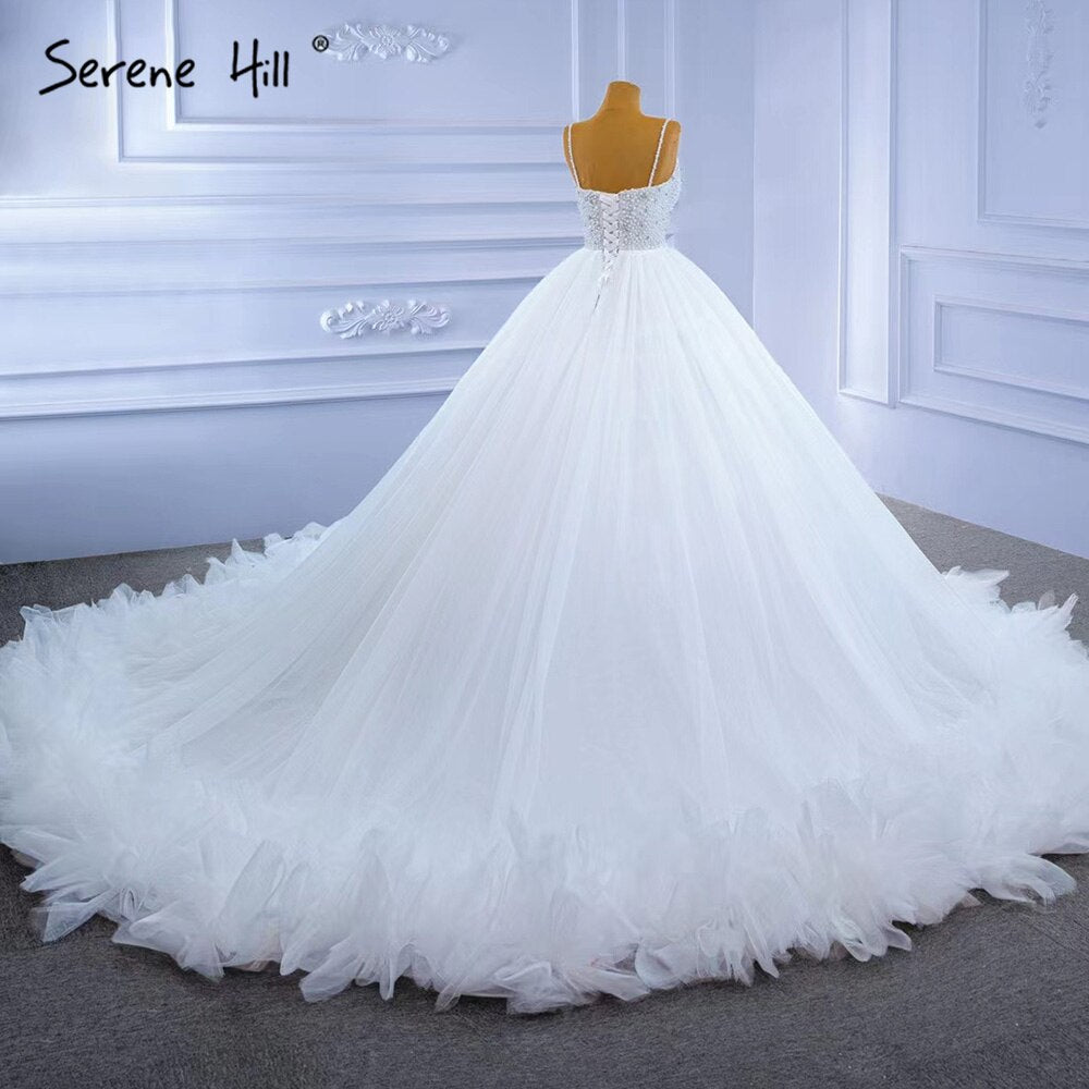 Serene Hill White Spaghetti Strap Wedding Dresses 2025 Simple Sexy High-end Bride Gowns HM67303 Custom Made - SERENE HILL