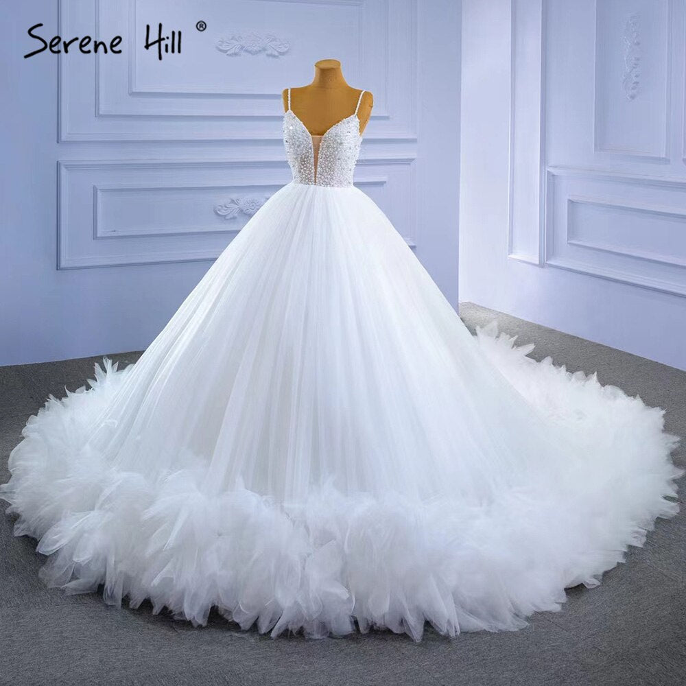 Serene Hill White Spaghetti Strap Wedding Dresses 2025 Simple Sexy High-end Bride Gowns HM67303 Custom Made - SERENE HILL