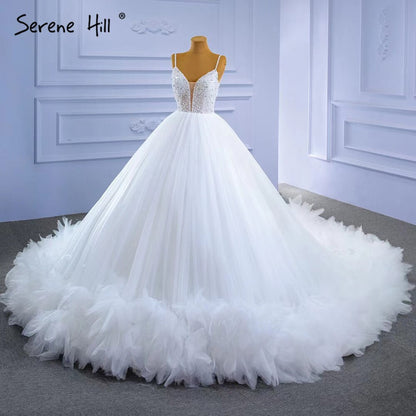 Serene Hill White Spaghetti Strap Wedding Dresses 2025 Simple Sexy High-end Bride Gowns HM67303 Custom Made - SERENE HILL