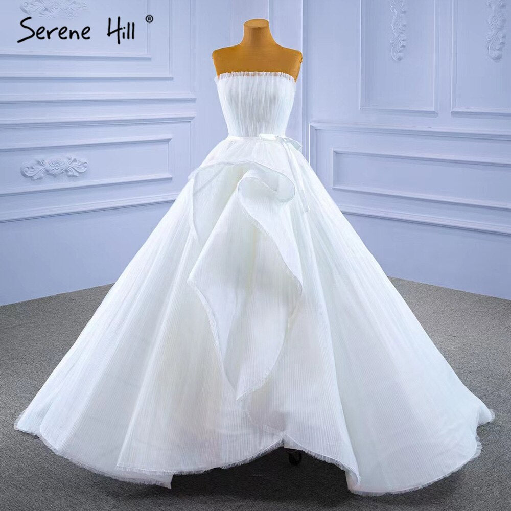 Serene Hill White Srtaplee Sexy Wedding Dresses 2025 Simple Lace Up High-end Bride Gowns HM67302 Custom Made - SERENE HILL