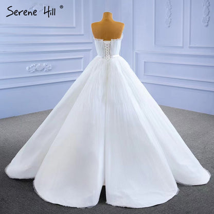 Serene Hill White Srtaplee Sexy Wedding Dresses 2025 Simple Lace Up High-end Bride Gowns HM67302 Custom Made - SERENE HILL