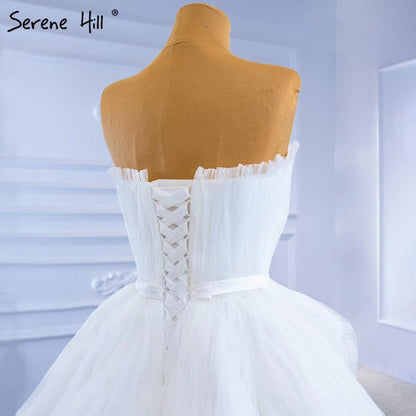Serene Hill White Srtaplee Sexy Wedding Dresses 2025 Simple Lace Up High-end Bride Gowns HM67302 Custom Made - SERENE HILL