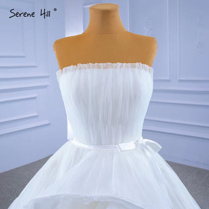 Serene Hill White Srtaplee Sexy Wedding Dresses 2025 Simple Lace Up High-end Bride Gowns HM67302 Custom Made - SERENE HILL