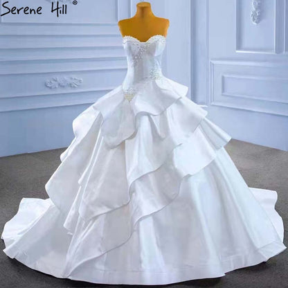 Serene Hill White Sweetheart Sexy Wedding Dresses 2025 Beaded Pearls Lace Up Bride Gowns HM67317 Custom Made - SERENE HILL
