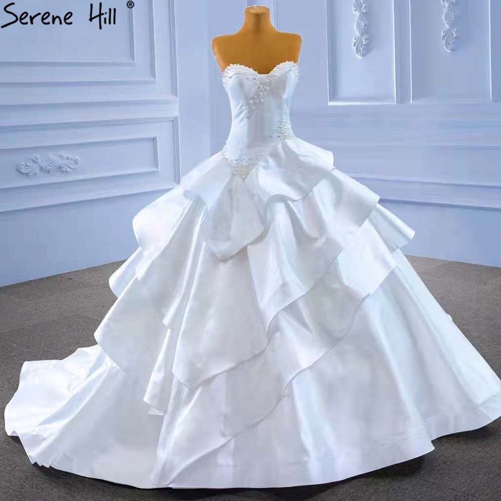 Serene Hill White Sweetheart Sexy Wedding Dresses 2025 Beaded Pearls Lace Up Bride Gowns HM67317 Custom Made - SERENE HILL