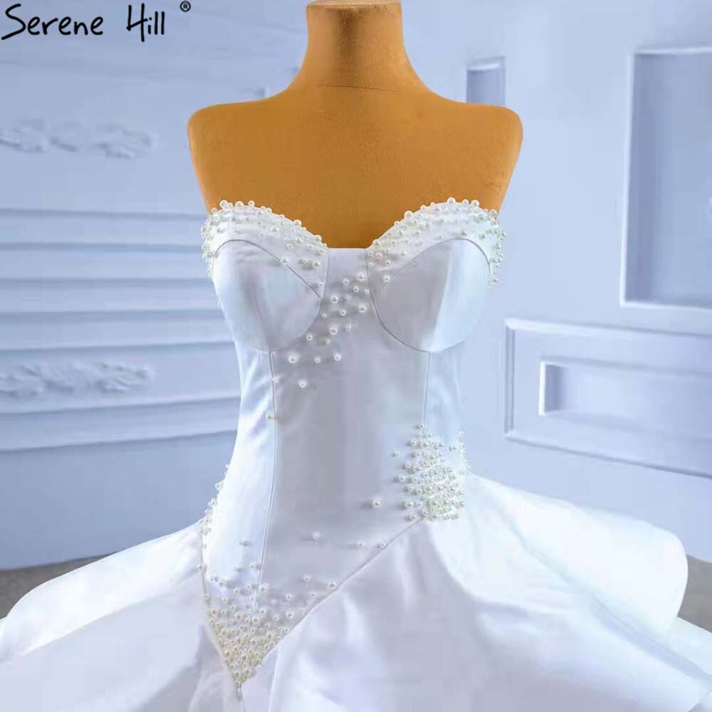 Serene Hill White Sweetheart Sexy Wedding Dresses 2025 Beaded Pearls Lace Up Bride Gowns HM67317 Custom Made - SERENE HILL