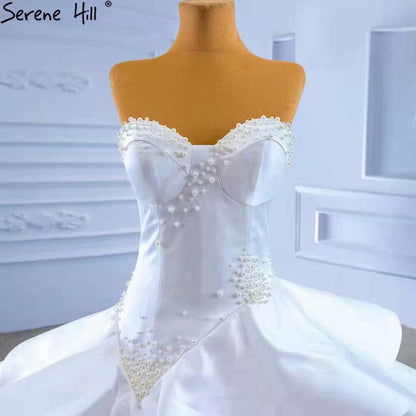 Serene Hill White Sweetheart Sexy Wedding Dresses 2025 Beaded Pearls Lace Up Bride Gowns HM67317 Custom Made - SERENE HILL