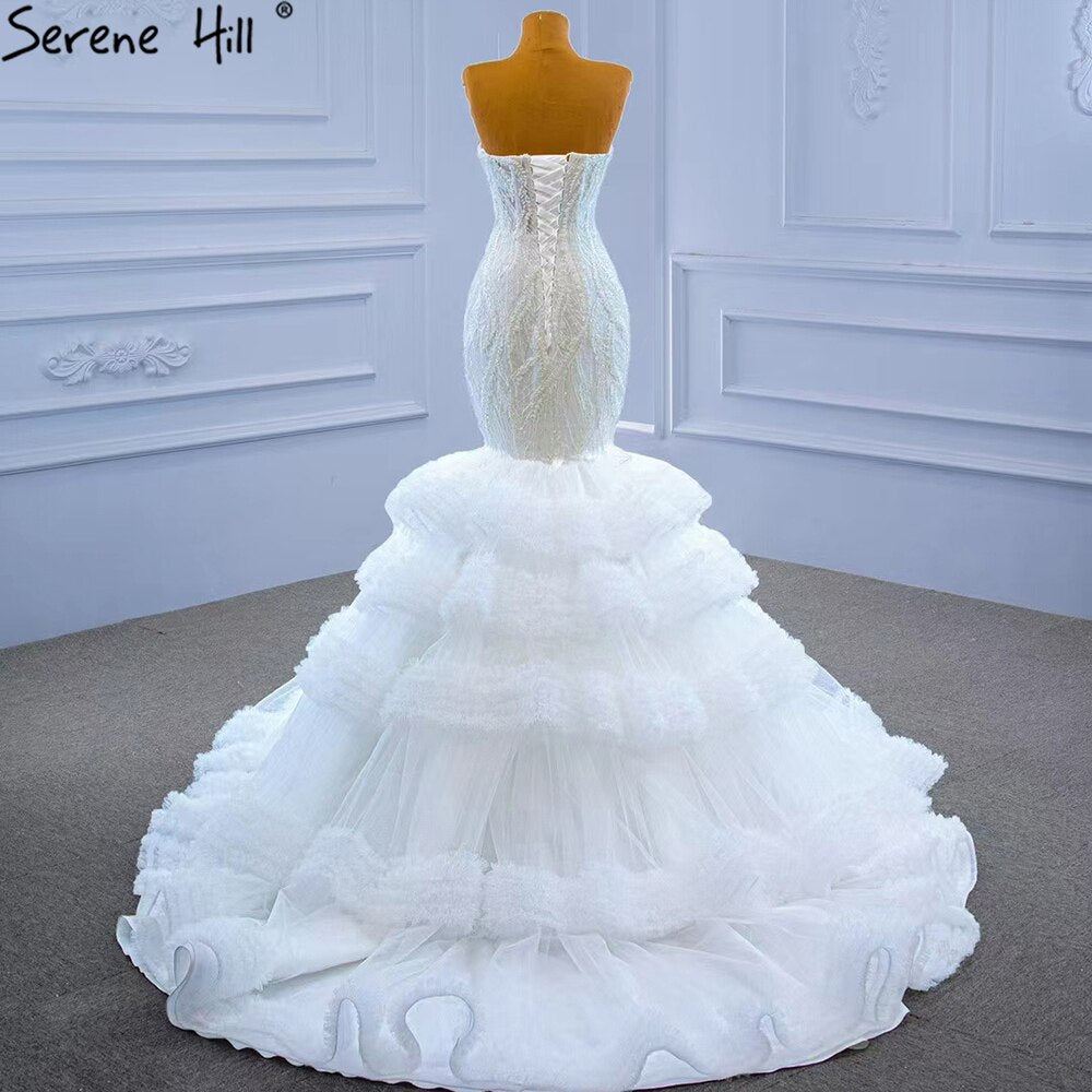 Serene Hill White Sweetheart Sexy Wedding Dresses 2025 Luxury Beaded Ruffles Bride Gowns HM67347 Custom Made - SERENE HILL