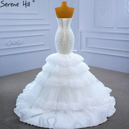 Serene Hill White Sweetheart Sexy Wedding Dresses 2025 Luxury Beaded Ruffles Bride Gowns HM67347 Custom Made - SERENE HILL
