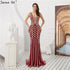 On Sale No Return No Refund Sale Serene Hill Wine Red Full Diamond Evening Dresses Gowns 2025 Luxury Mermaid Sexy Elegant For Women Party LA6212 - SERENE HILL