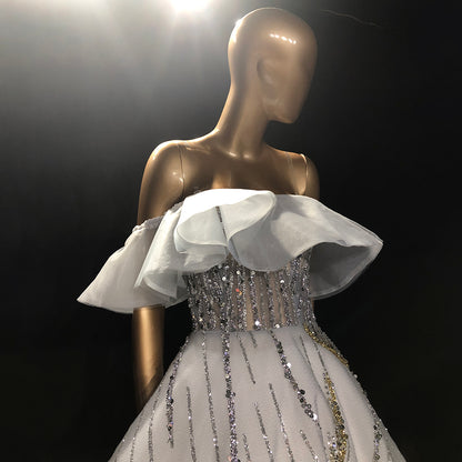Serene Hill Wit A-lijn Luxe Avond Jurken 2025 Sequin Sparkle Sexy Lace Up Voor Vrouwen Party LA71559 - SERENE HILL