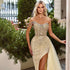 Serene Hill Yellow Mermaid Sexy High Split One Shoulder Beaded Evening Dresses Gowns For Woman Wedding Party 2025 LA71979 - SERENE HILL